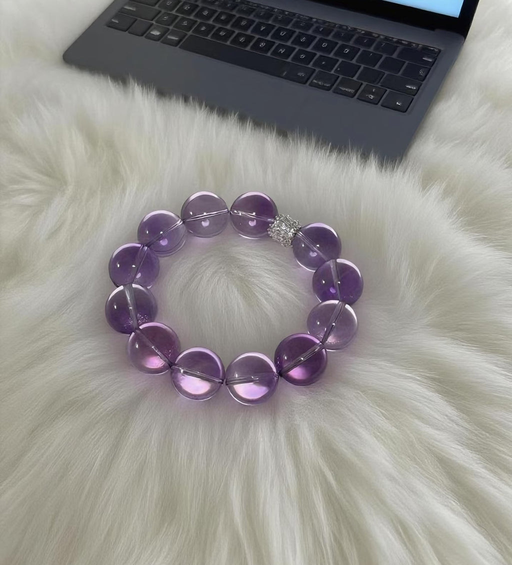 Amethyst Crystal Bracelet – Natural Calm & Intuition Booster | 8mm Gemstone Energy Jewelry