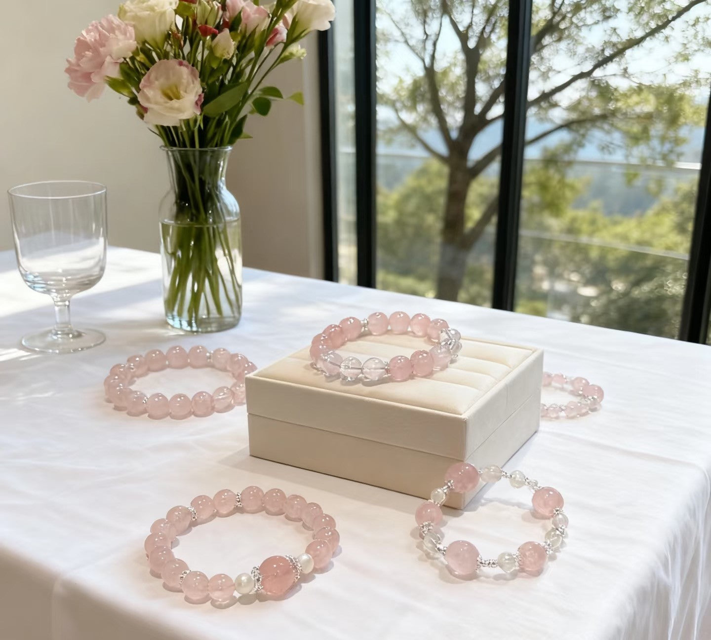 Rose Quartz Crystal Bracelet – Attract Love & Self-Care | 8mm Natural Gemstone Jewelry