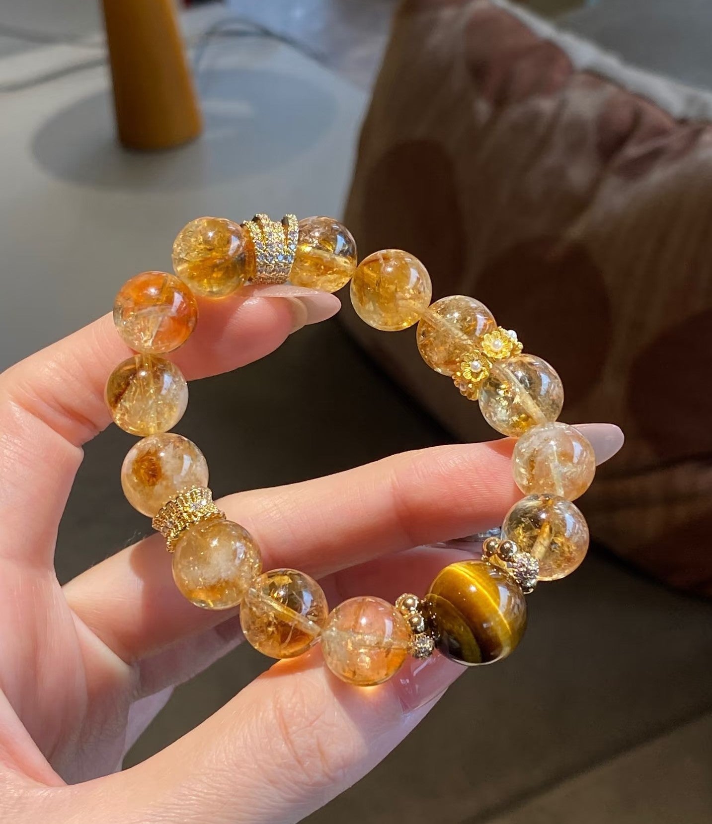 Citrine Crystal Bracelet – Attract Wealth & Success | 8mm Natural Gemstone Jewelry