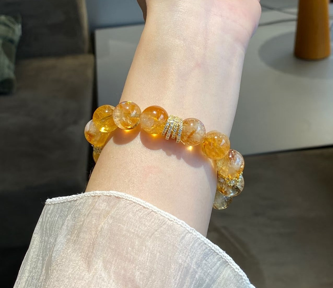 Citrine Crystal Bracelet – Attract Wealth & Success | 8mm Natural Gemstone Jewelry